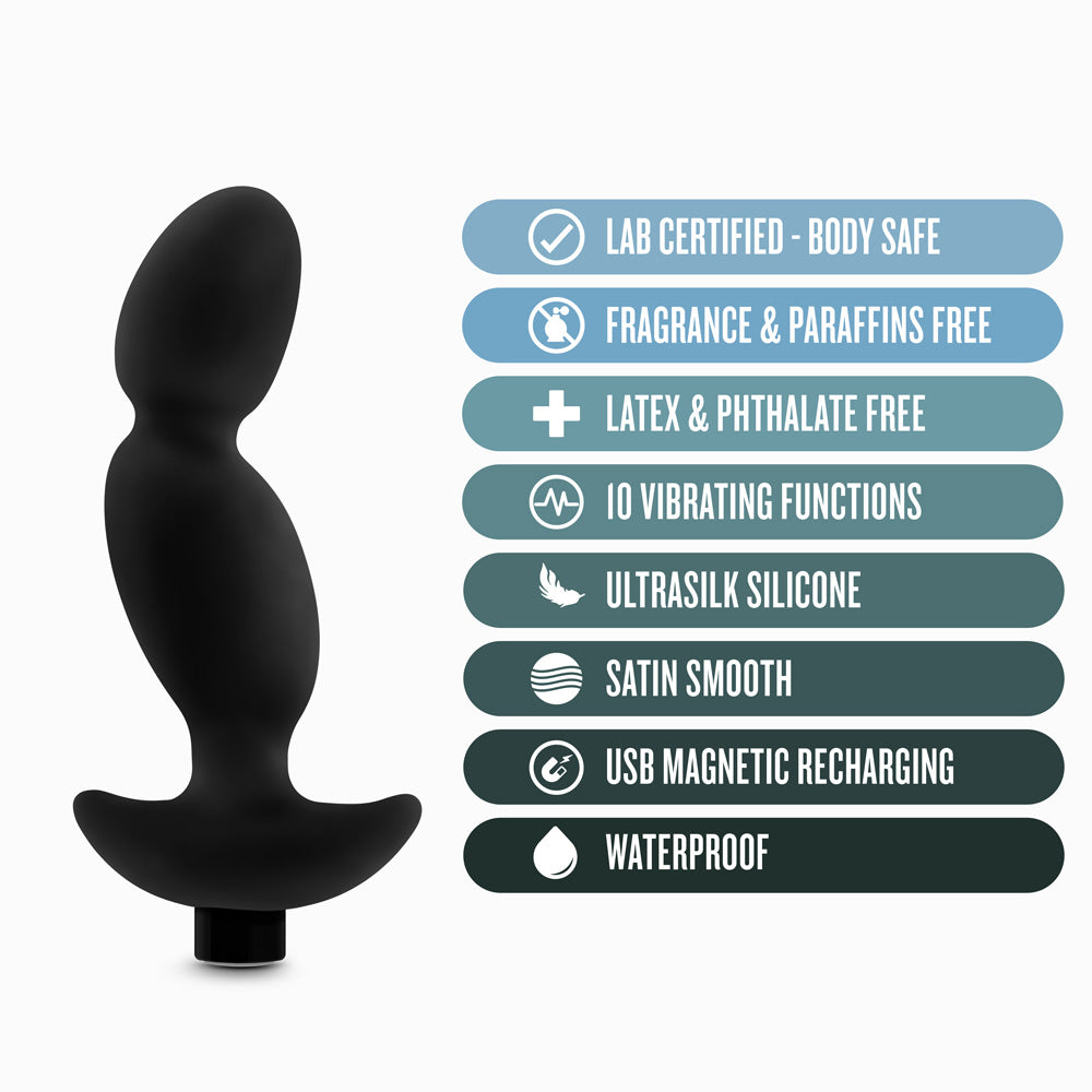 Anal Adventures Platinum Silicone Vibrating Prostate Massager 04 -Black