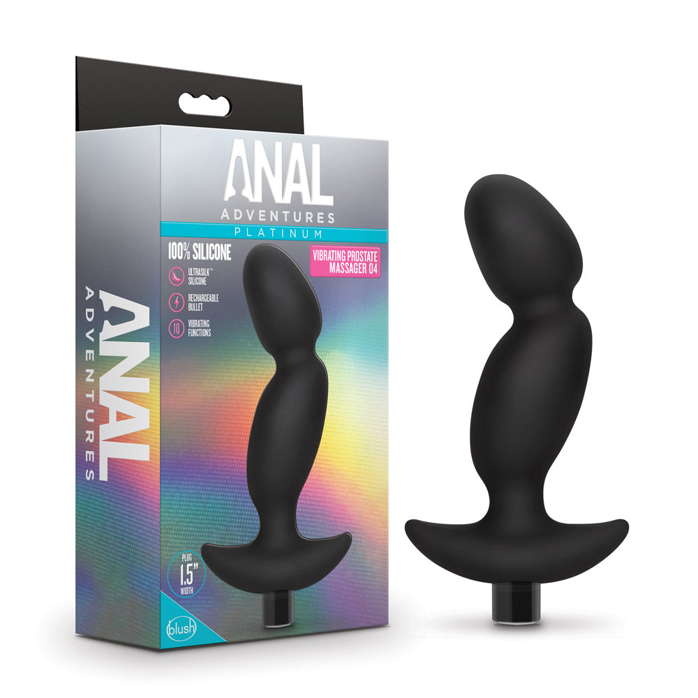 Anal Adventures Platinum Silicone Vibrating Prostate Massager 04 -Black