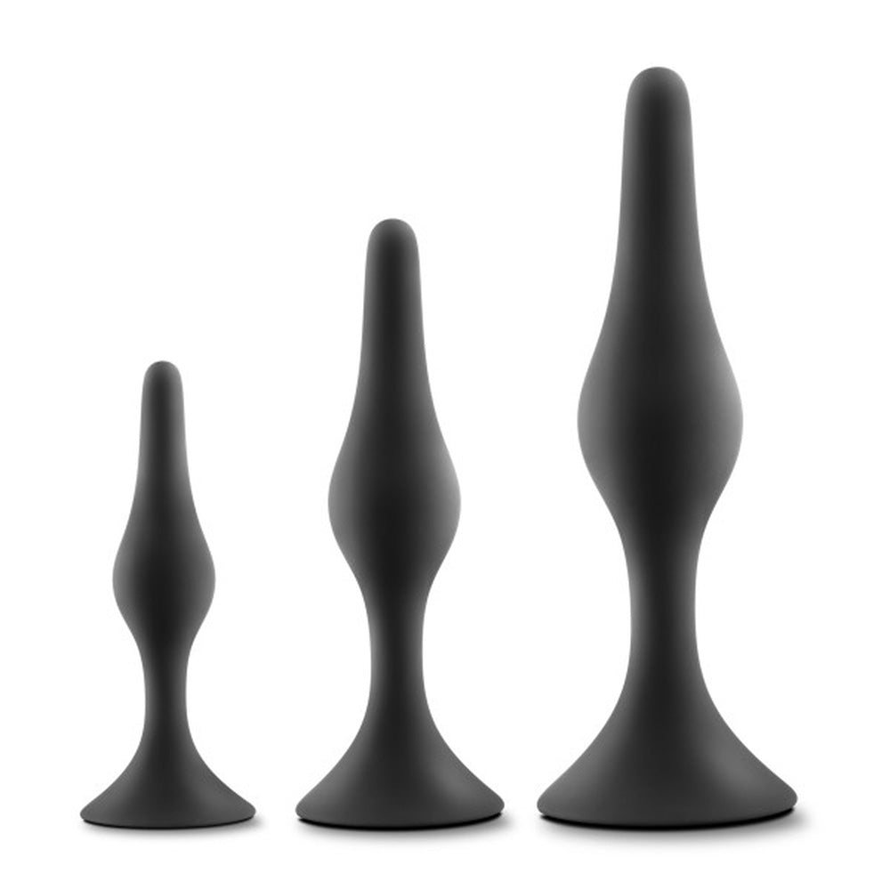 Anal Adventures Platinum Silicone Beginner Plug Kit Black