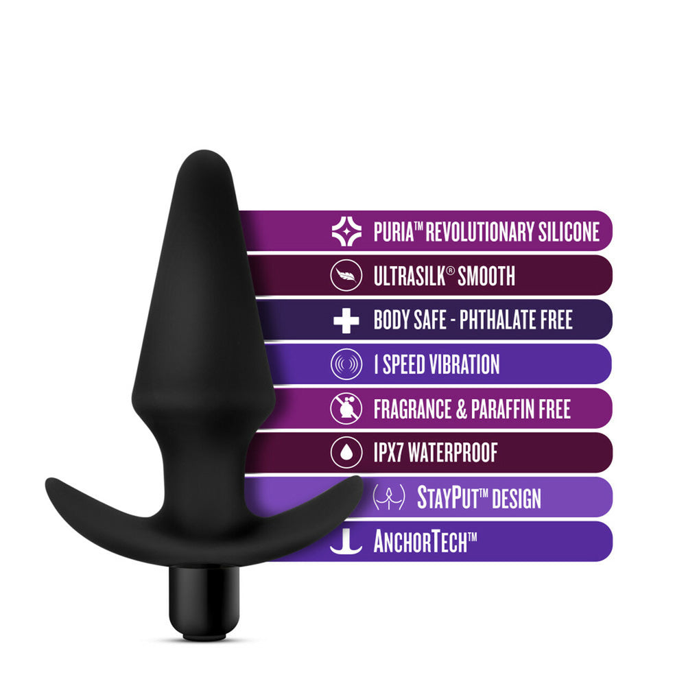 Anal Adventures Platinum Silicone Vibrating Plug Black