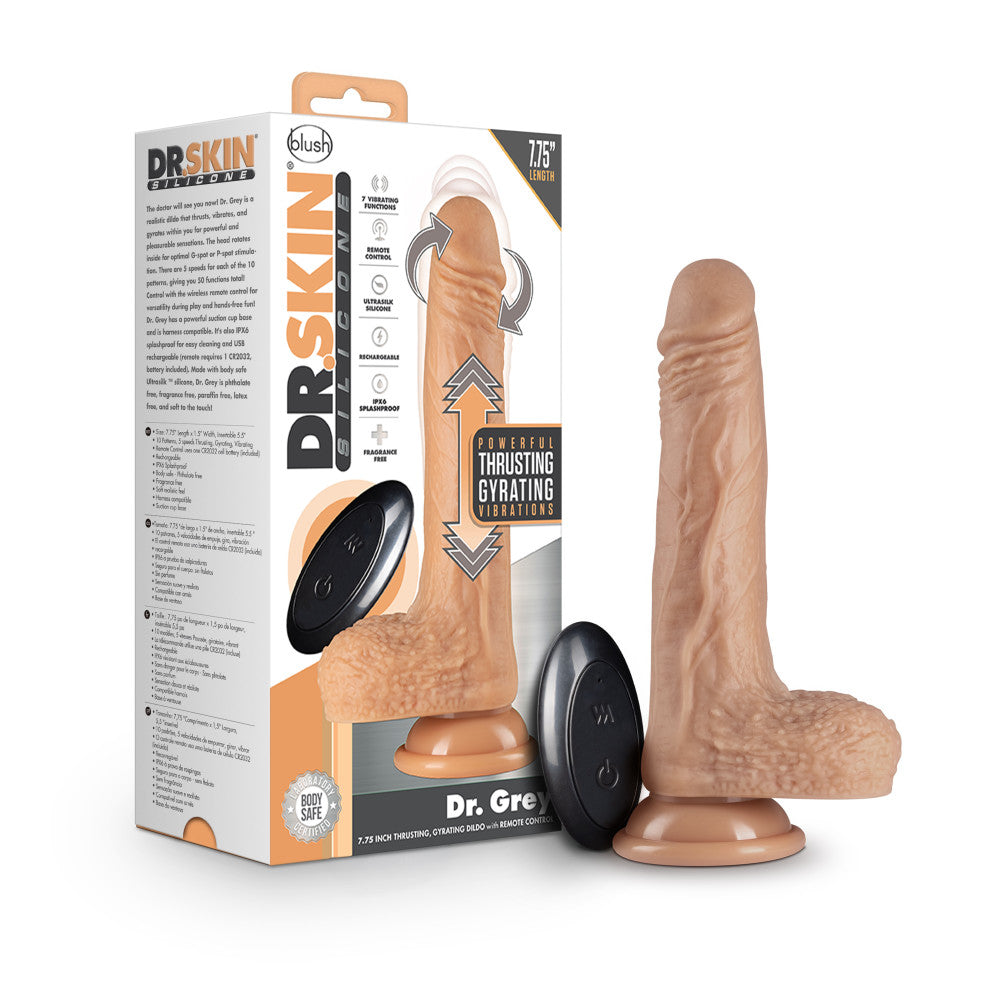 Dr. Skin Silicone Dr. Grey 7.75" Thrusting Dildo Vanilla