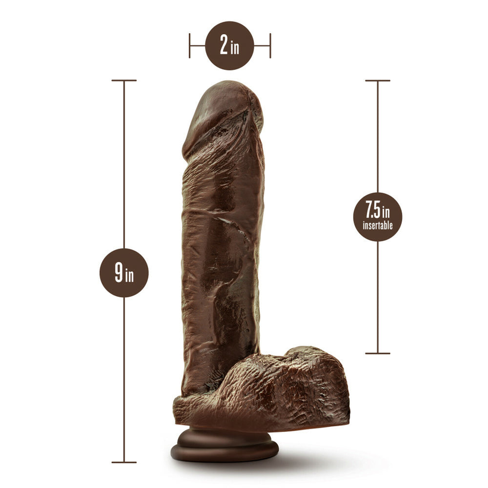 Dr. Skin Plus 9" Thick Posable Dildo With Balls Chocolate