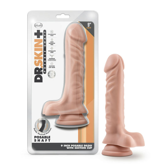 Dr. Skin Plus 9" Posable Dildo With Balls Vanilla