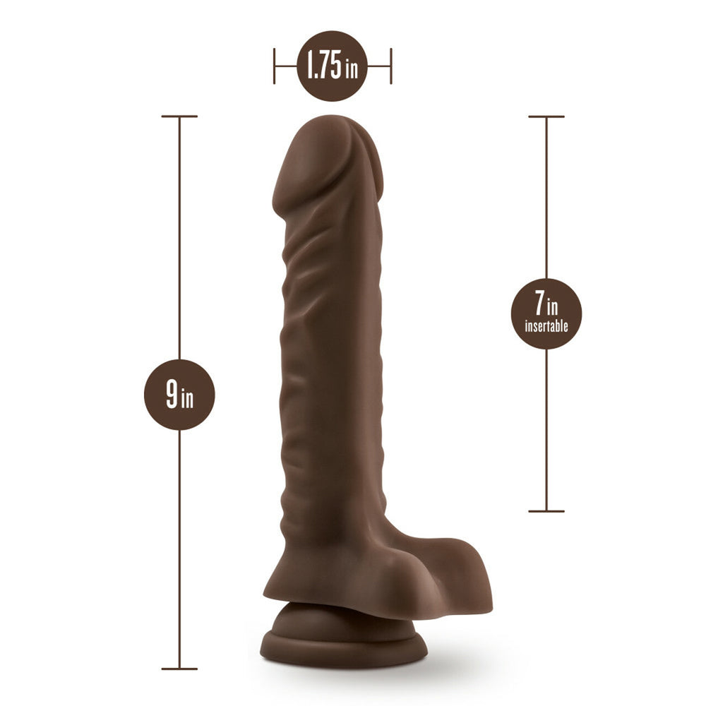Dr. Skin Plus 9" Posable Dildo With Balls Chocolate