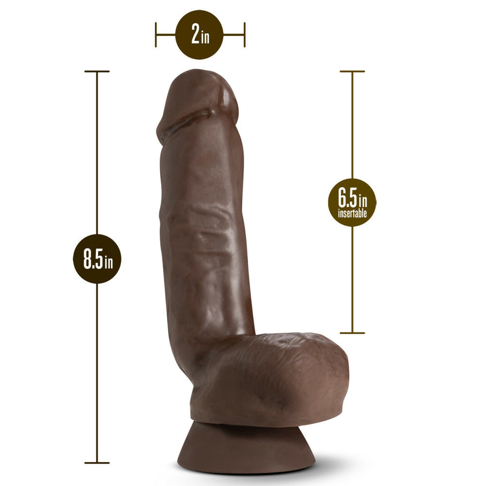 Dr. Skin Plus 8" Thick Poseable Dildo With Squeezable Balls Chocolate