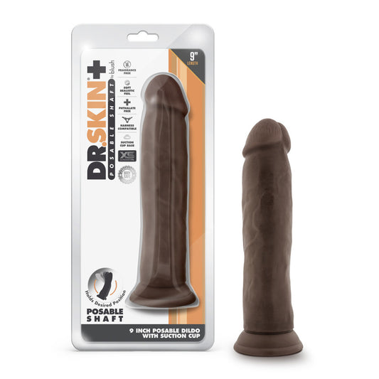 Dr. Skin Plus 9" Posable Thick Dildo Chocolate