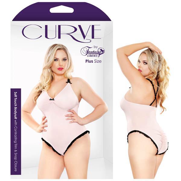 Curve – Soft Touch Bodysuit With Contrasting Trim & Snap Closure (3x/4x)