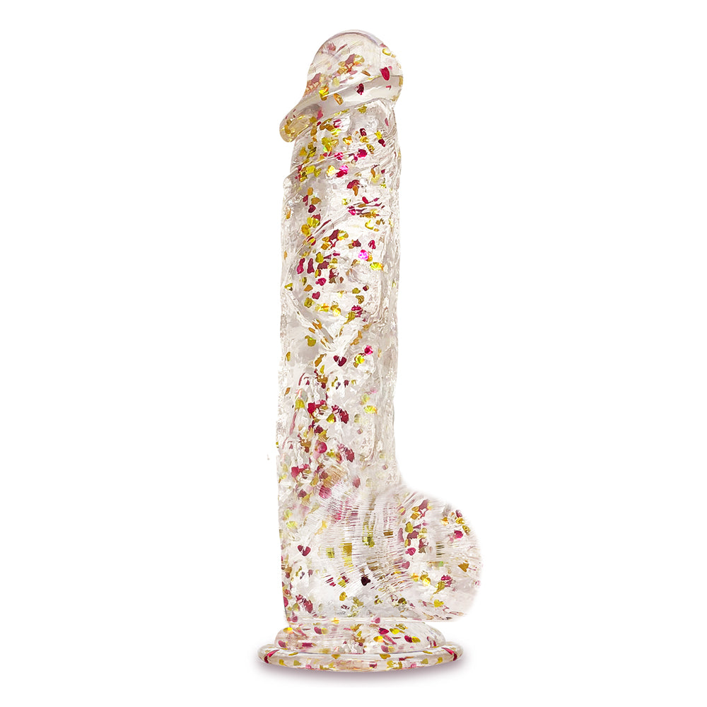 Glittergasm 8" Red Orange Gold Dildo