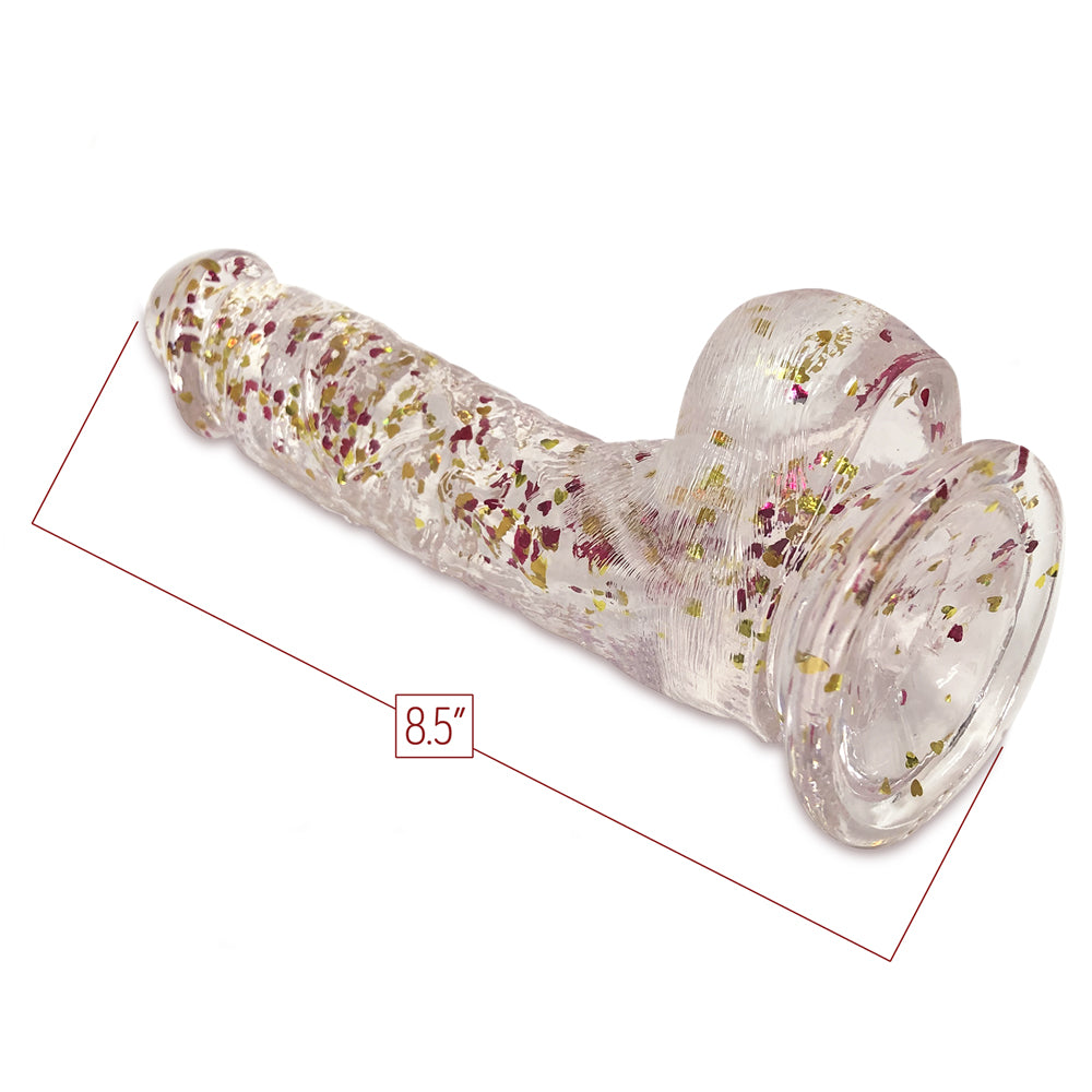 Glittergasm 8" Red Orange Gold Dildo