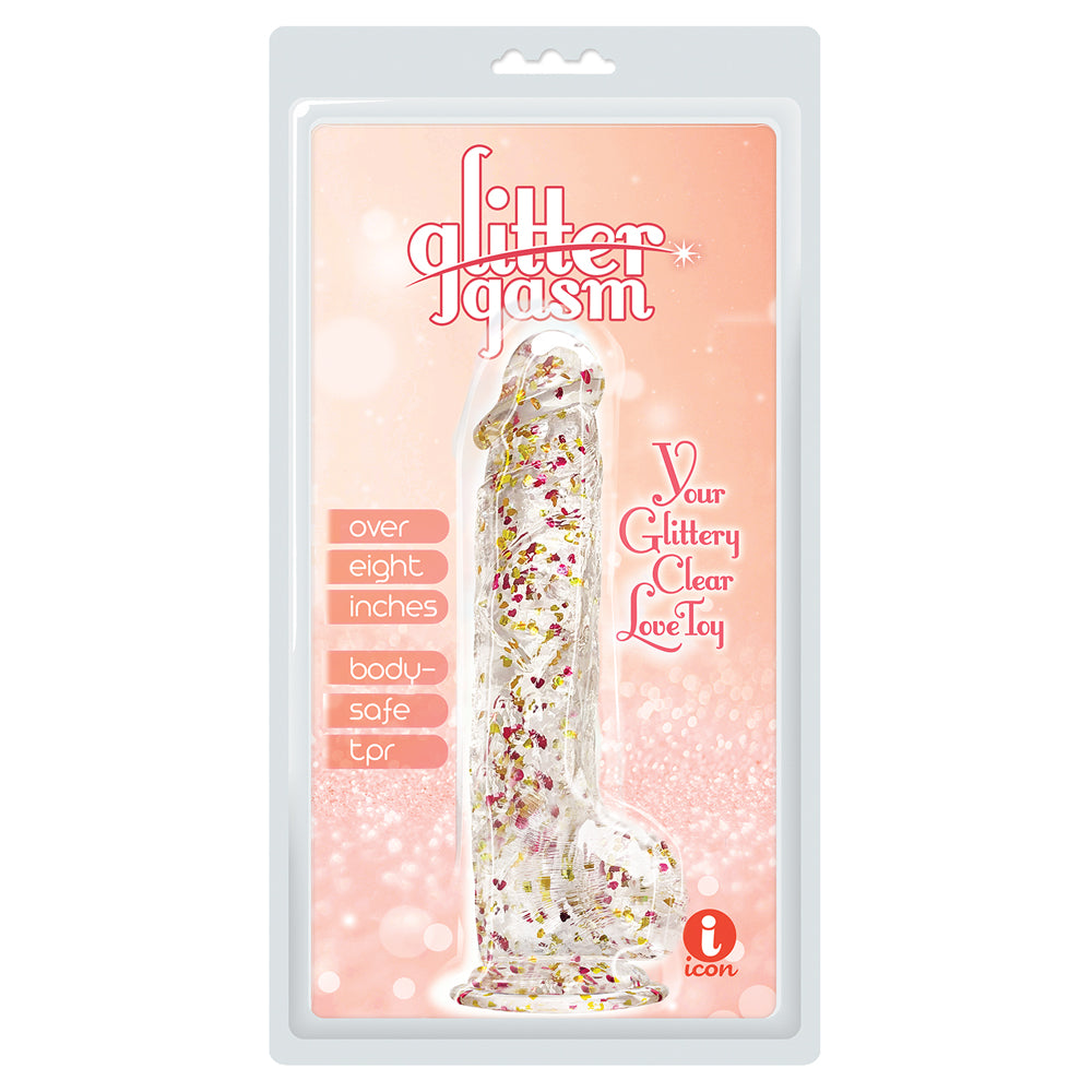 Glittergasm 8" Red Orange Gold Dildo