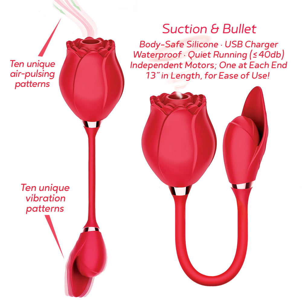 Wild Rose & Bullet Rechargeable Silicone Suction Vibrator