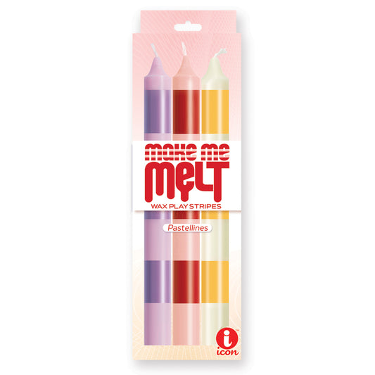 The 9's Make Me Melt Sensual Warm-Drip Candles Candles 3Pk Stripes Pastellines