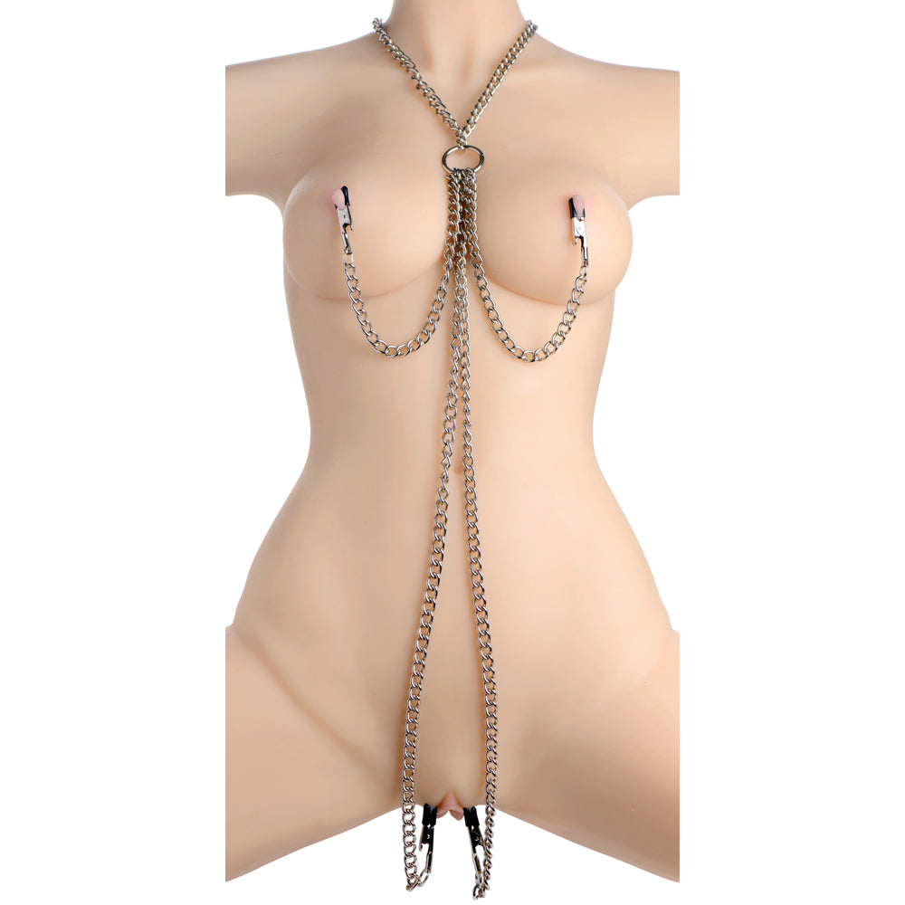 Master Series Collar Nipple And Clit Clamp Set