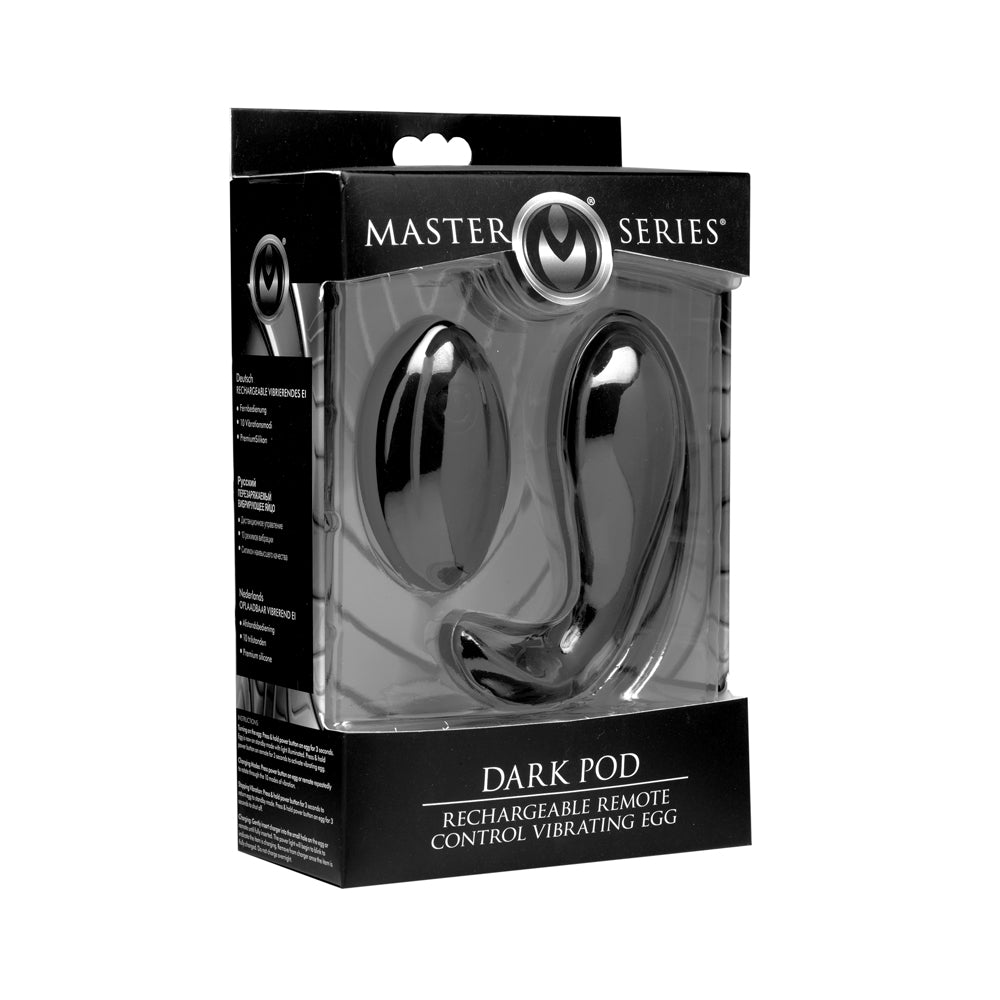 Master Series Dark Pod Rechargable Remote Control Vibrating Egg