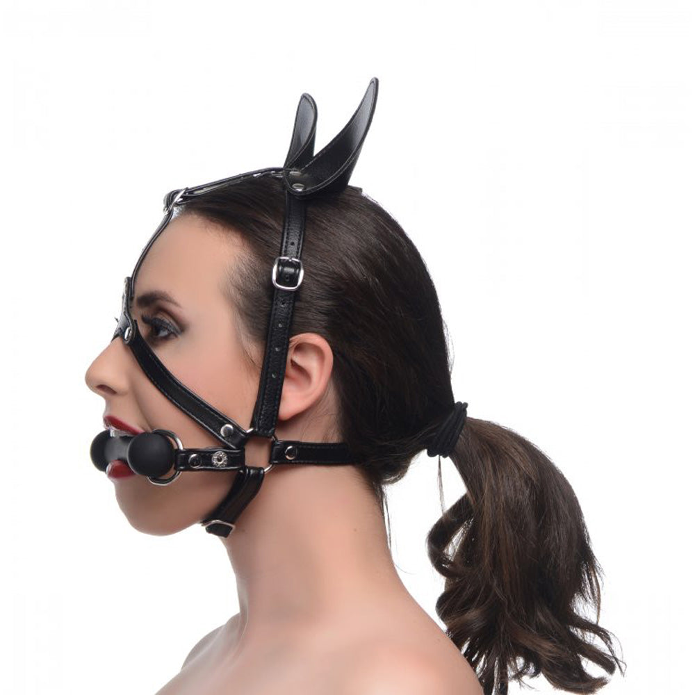 Master Series Dark Horse Pony Head Harness With Silicone Bit