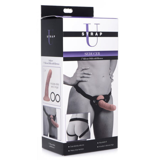 Strap U Seducer 7'' Silicone Dildo With Harness