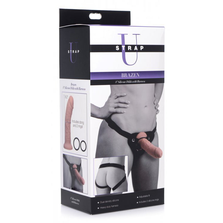 Strap U Brazen 8'' Silicone Dildo With Harness