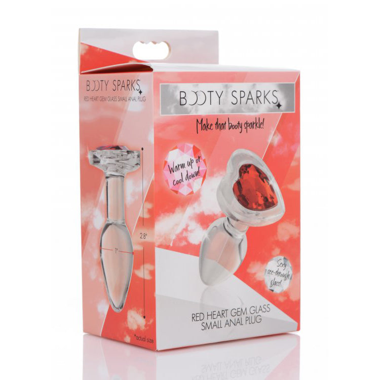 Booty Sparks Red Heart Gem Glass Anal Plug