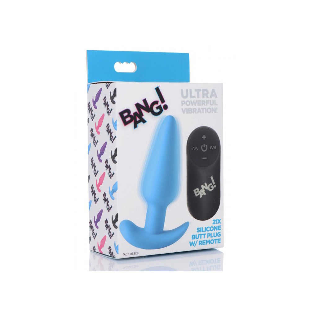 Bang! 21X Vibrating Silicone Butt Plug W/ Remote Control