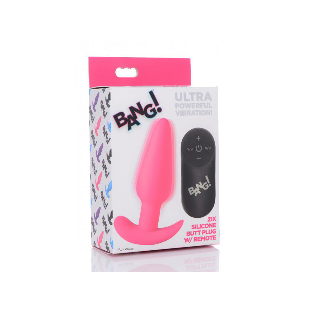 Bang! 21X Vibrating Silicone Butt Plug W/ Remote Control