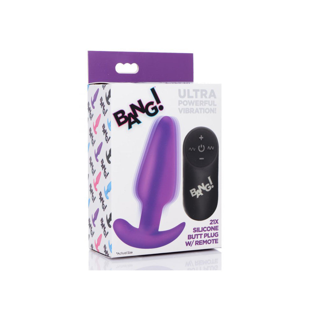 Bang! 21X Vibrating Silicone Butt Plug W/ Remote Control