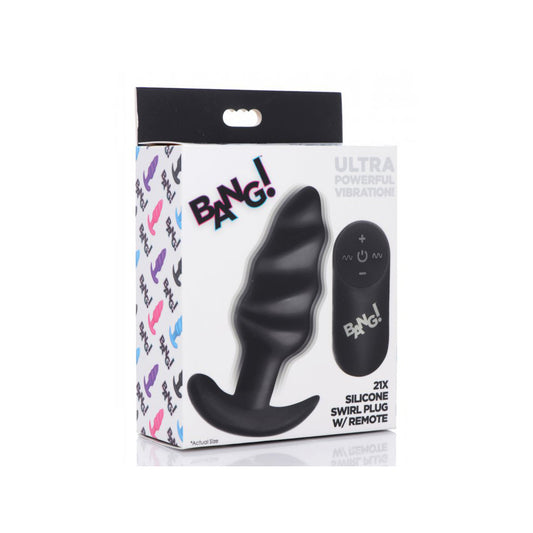 Bang! 21X Vibrating Silicone Swirl Butt Plug W/ Remote Control