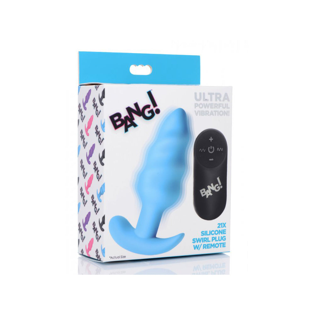 Bang! 21X Vibrating Silicone Swirl Butt Plug W/ Remote Control