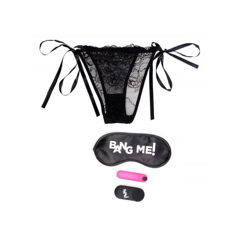 Bang! Power Panty Lace Panties, Bullet, & Blindfold Kit Pink