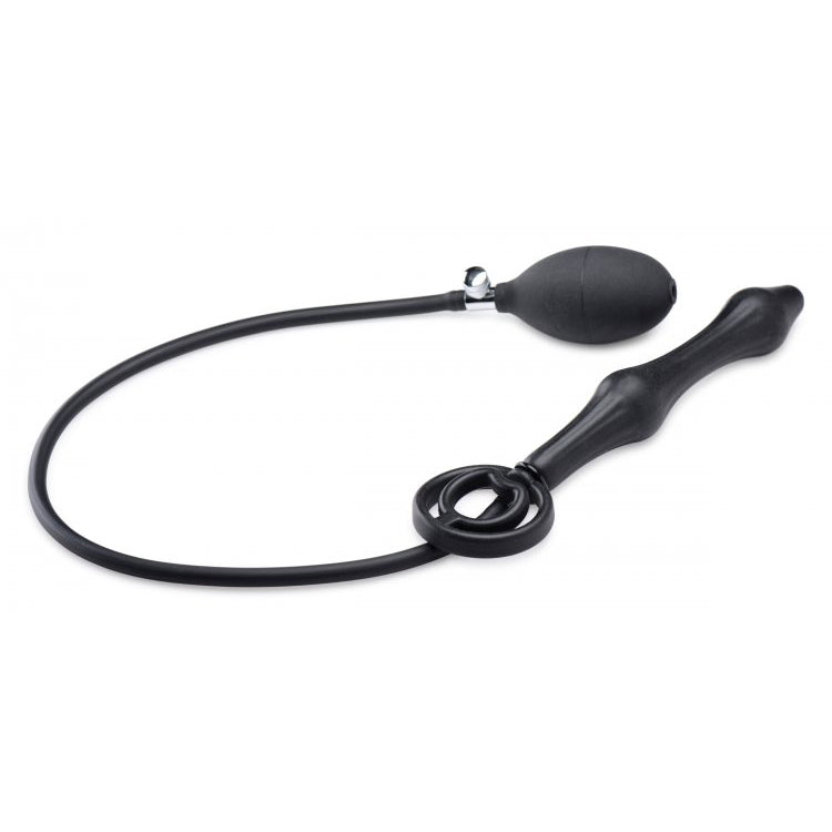 Master Series Devils Rattle Inflatable Silicone Anal Plug With Cock And Ball Ring