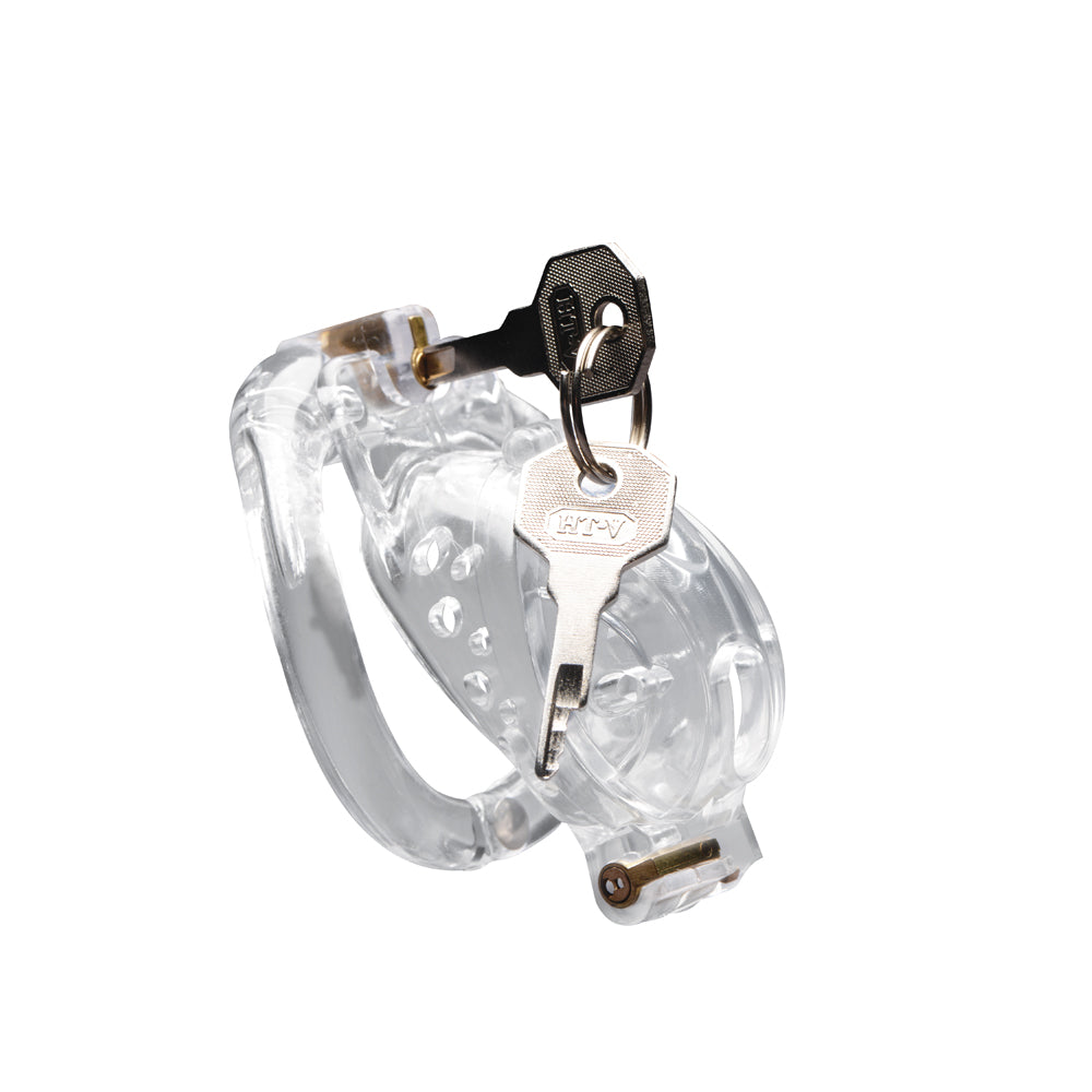 Master Series Ms Custom Lockdown Locking Customizable Chastity Cage Clear
