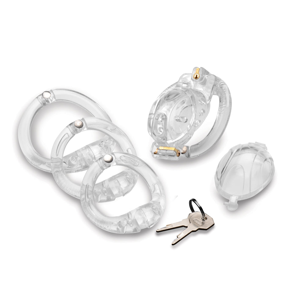 Master Series Ms Custom Lockdown Locking Customizable Chastity Cage Clear