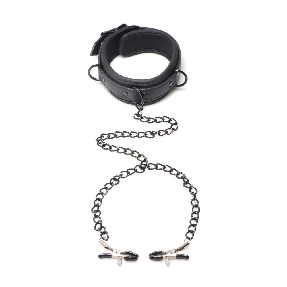 Master Series Collared Temptress Collar With Nipple Clamps