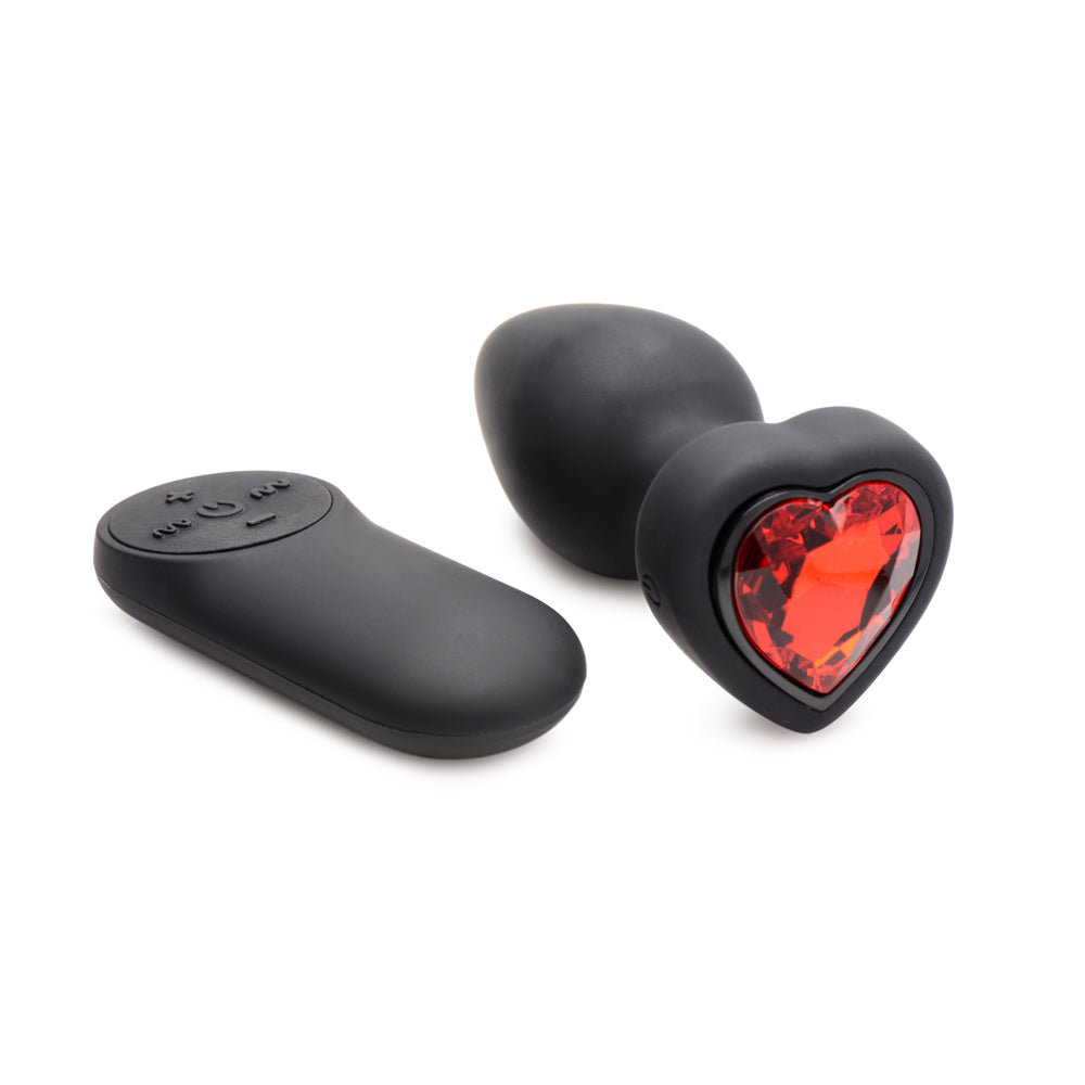 Booty Sparks 28X Silicone Vibrating Red Heart Anal Plug W/ Remote Small