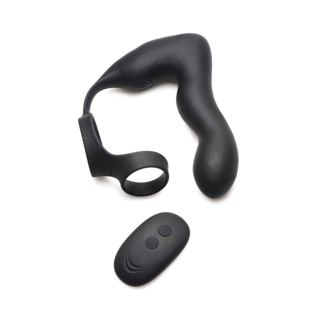 Swell Inflatable & 10X Vibrating Prostate Plug W/ Cock & Ball Ring & Remote