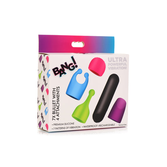 Bang! Rechargeable Bullet W/ 4 Attachments