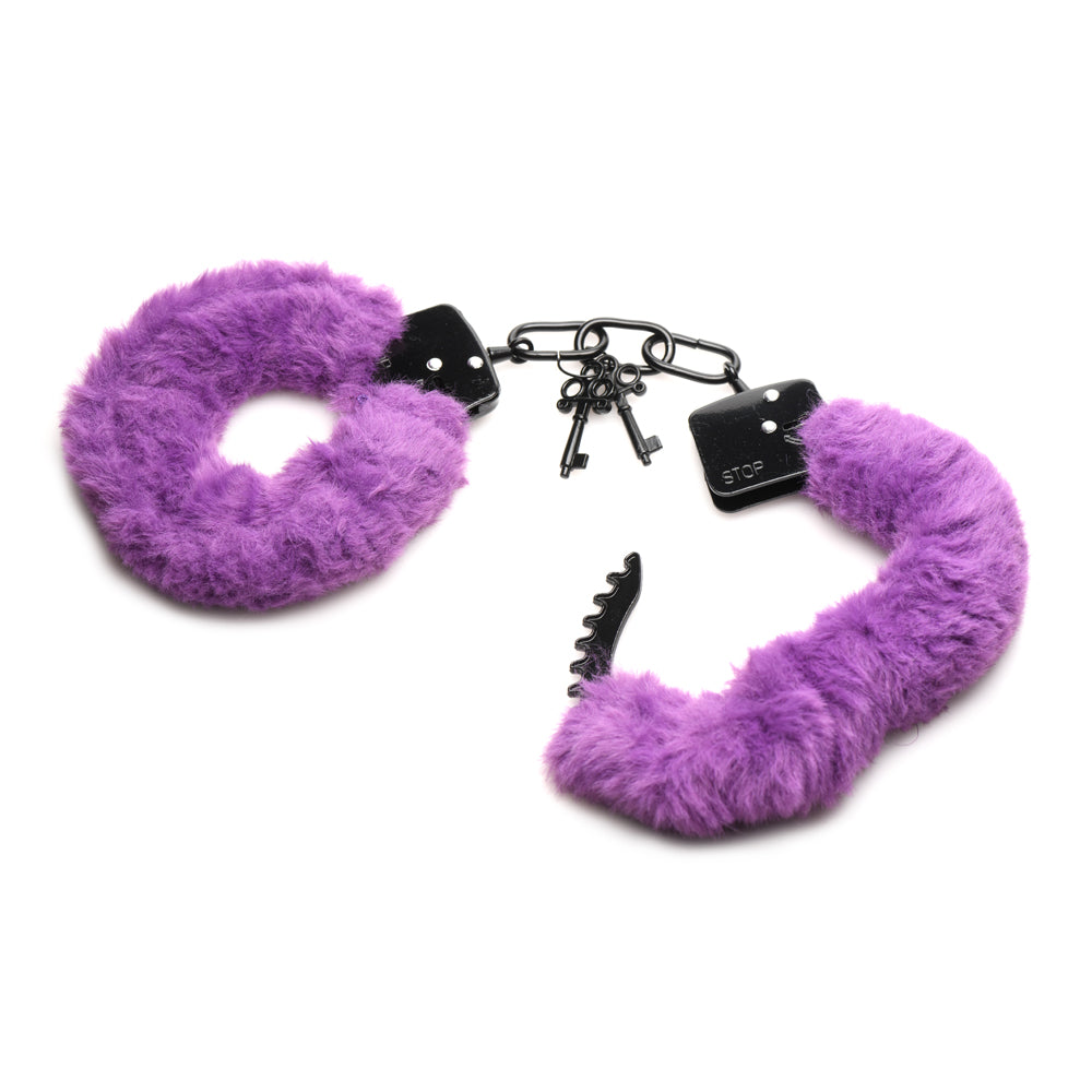 Master Series Cuffed In Fur Furry Handcuffs Purple