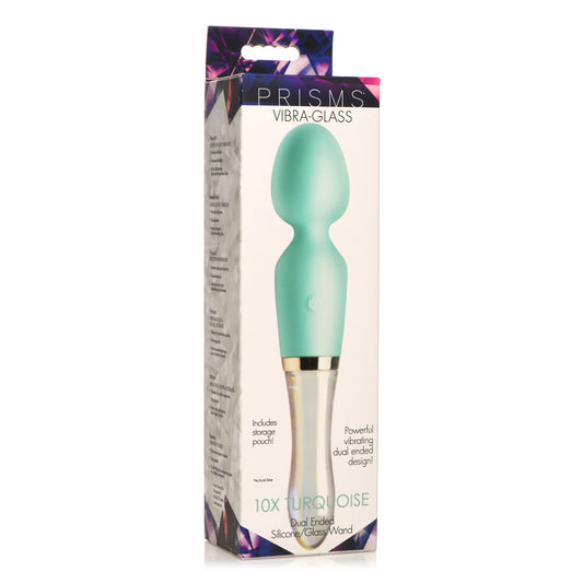 Prisms Vibra-Glass 10X Turquoise Dual Ended Silicone/Glass Wand