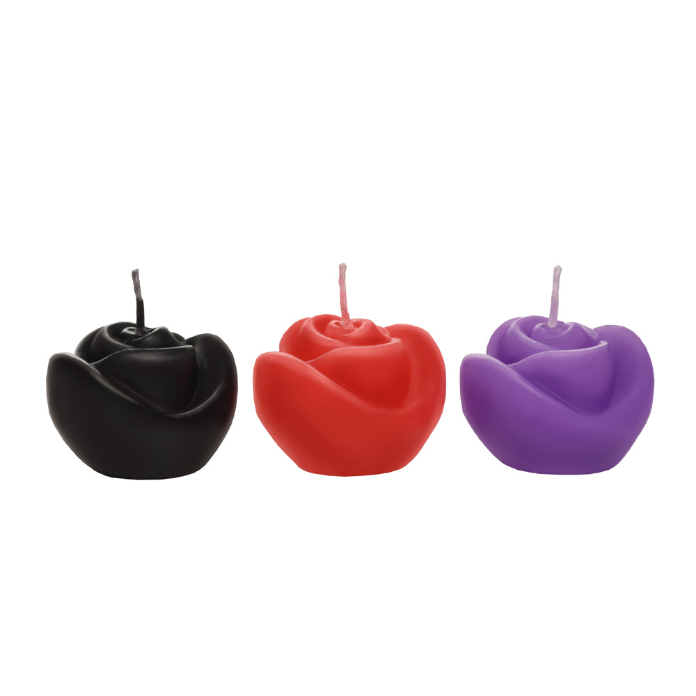 Master Series Fire Garden 3pc Rose Candle Set Black/Purple/Red