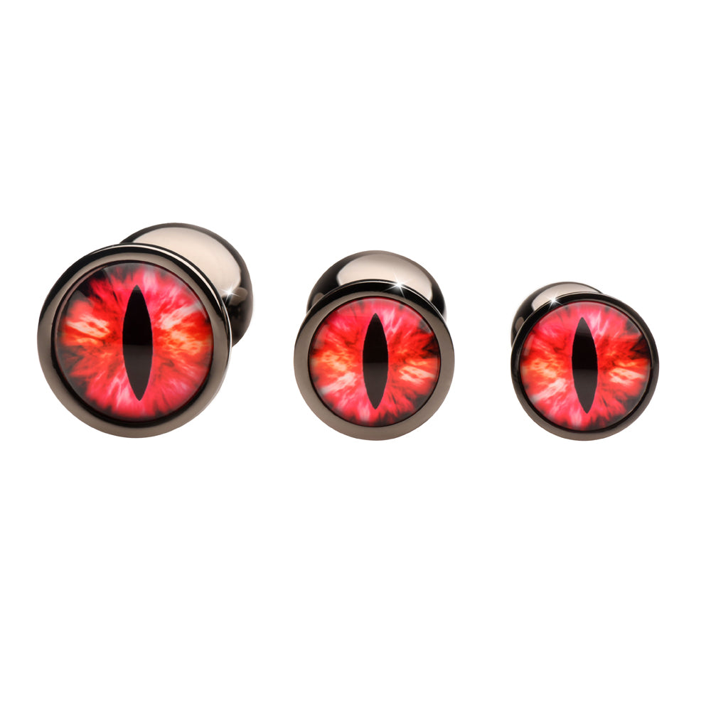 Creature Cocks Sinister Red Eyes Metal Butt Plug Set