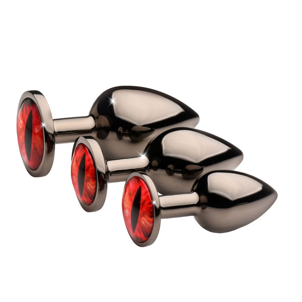 Creature Cocks Sinister Red Eyes Metal Butt Plug Set