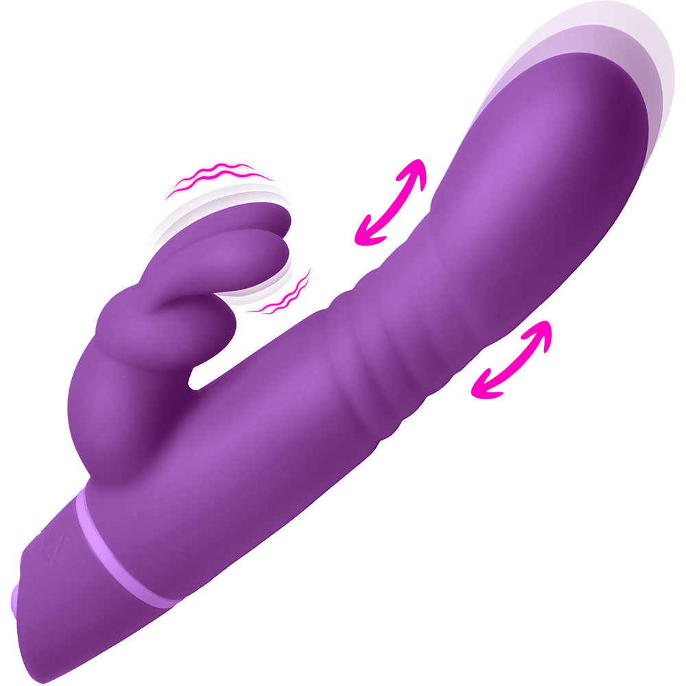 Bang! Thrusting Silicone Rabbit Vibrator Purple