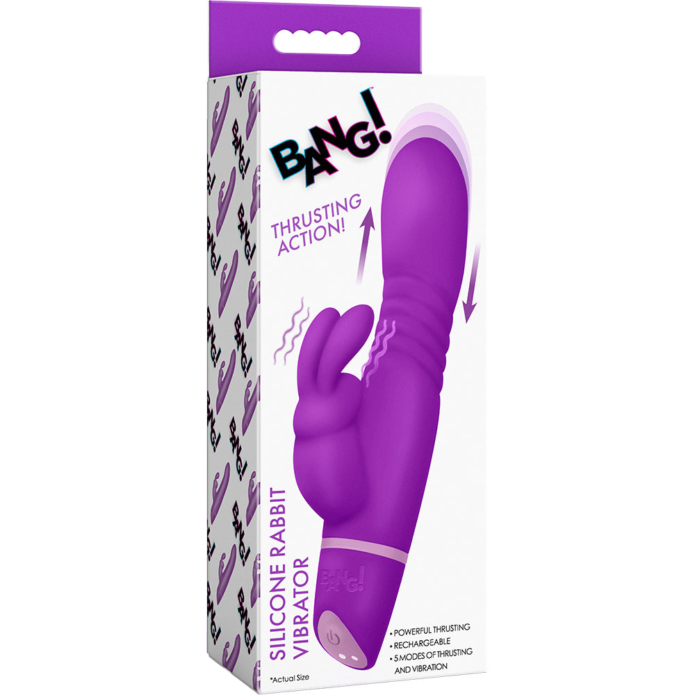 Bang! Thrusting Silicone Rabbit Vibrator Purple