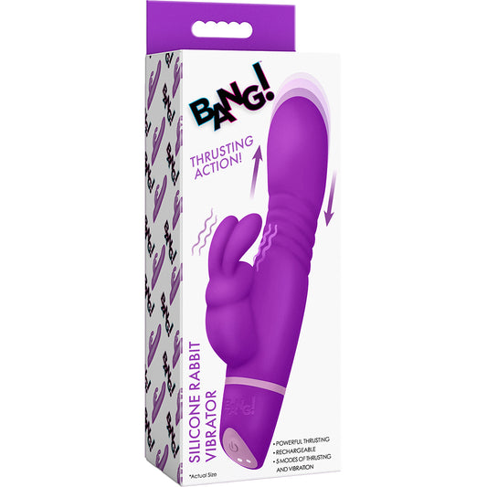 Bang! Thrusting Silicone Rabbit Vibrator Purple