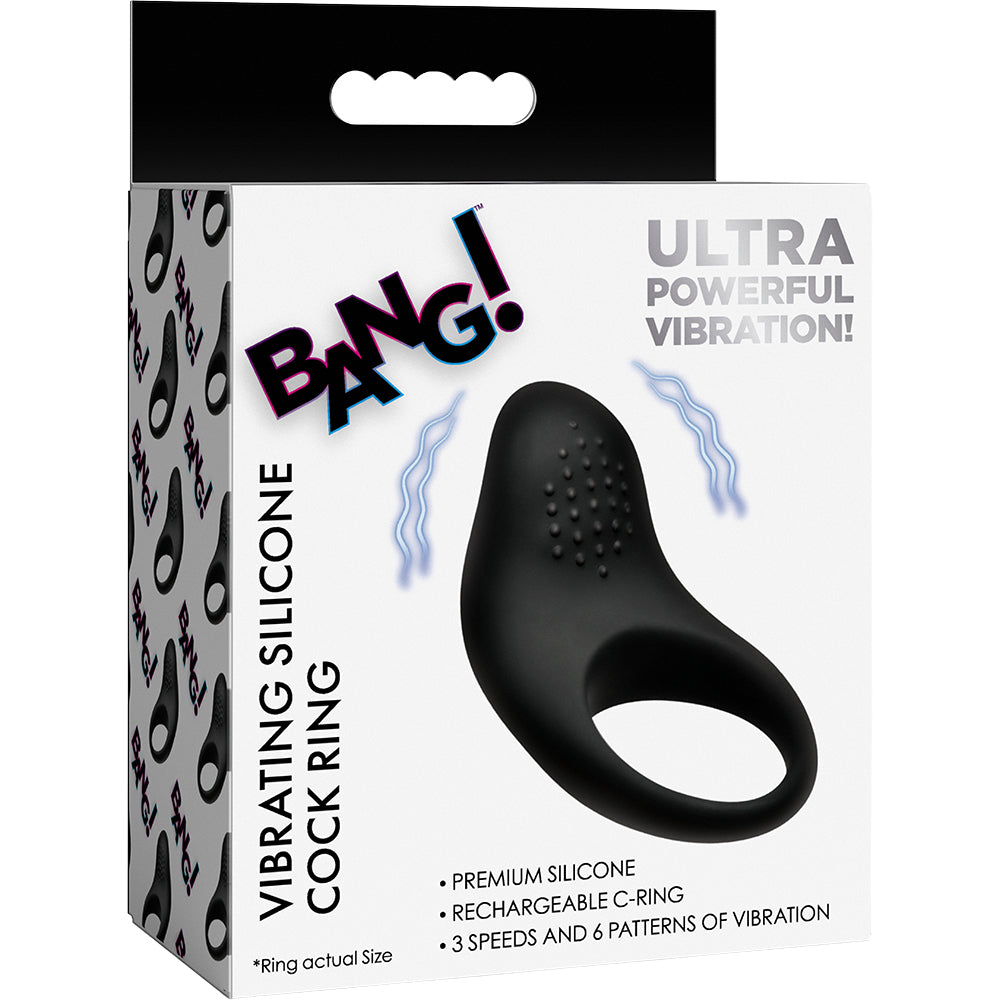 Bang! Vibrating Silicone Cock Ring Black