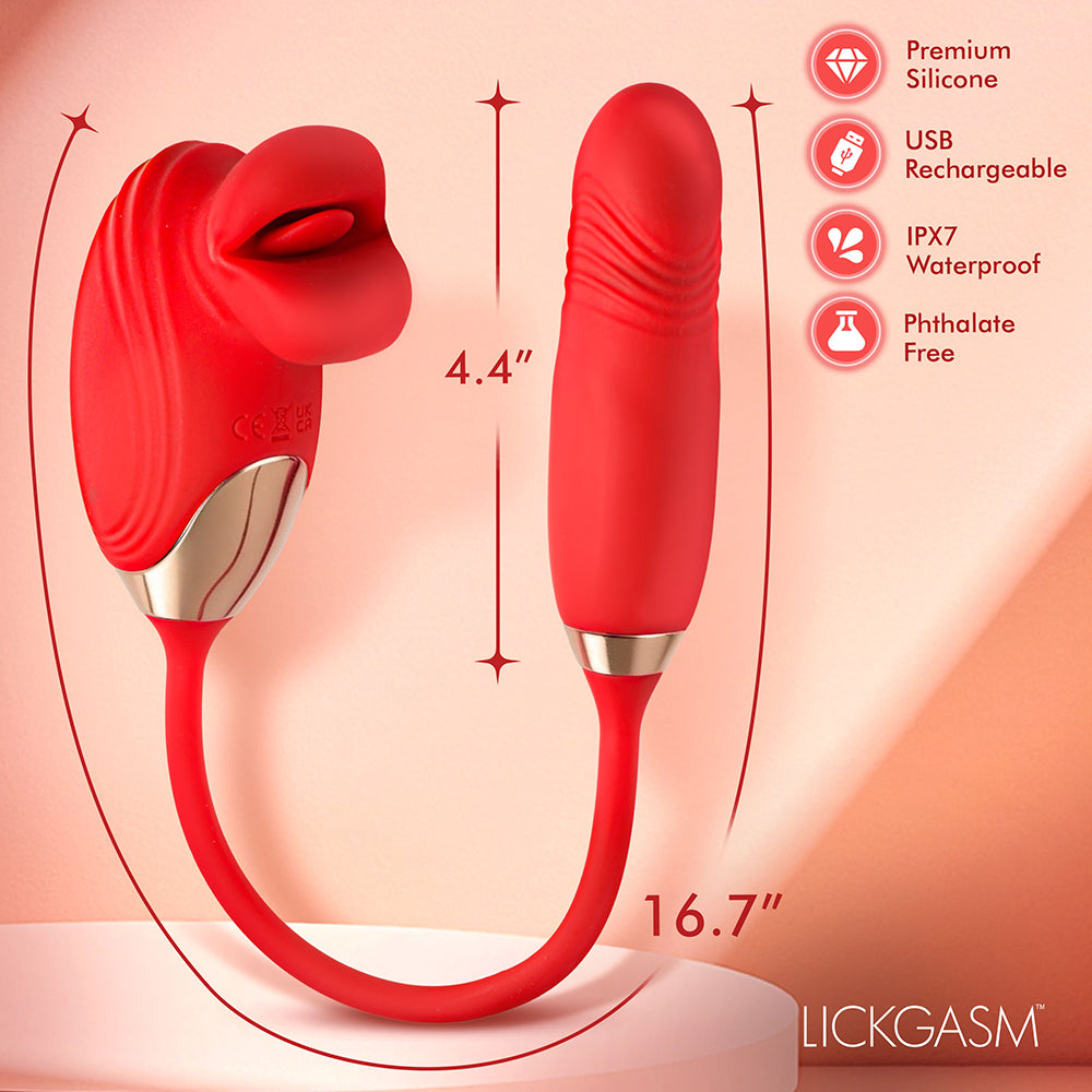 Lickgasm Bliss Kiss Kissing Clitoral Stimulator W/ Thrusting Vibrator