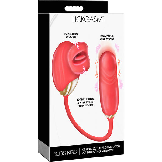 Lickgasm Bliss Kiss Kissing Clitoral Stimulator W/ Thrusting Vibrator