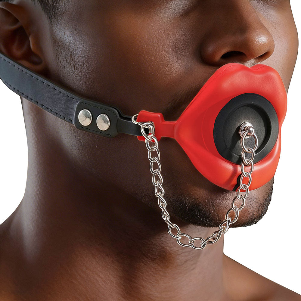 Master Series Plugged Silicone Feeding Gag Red