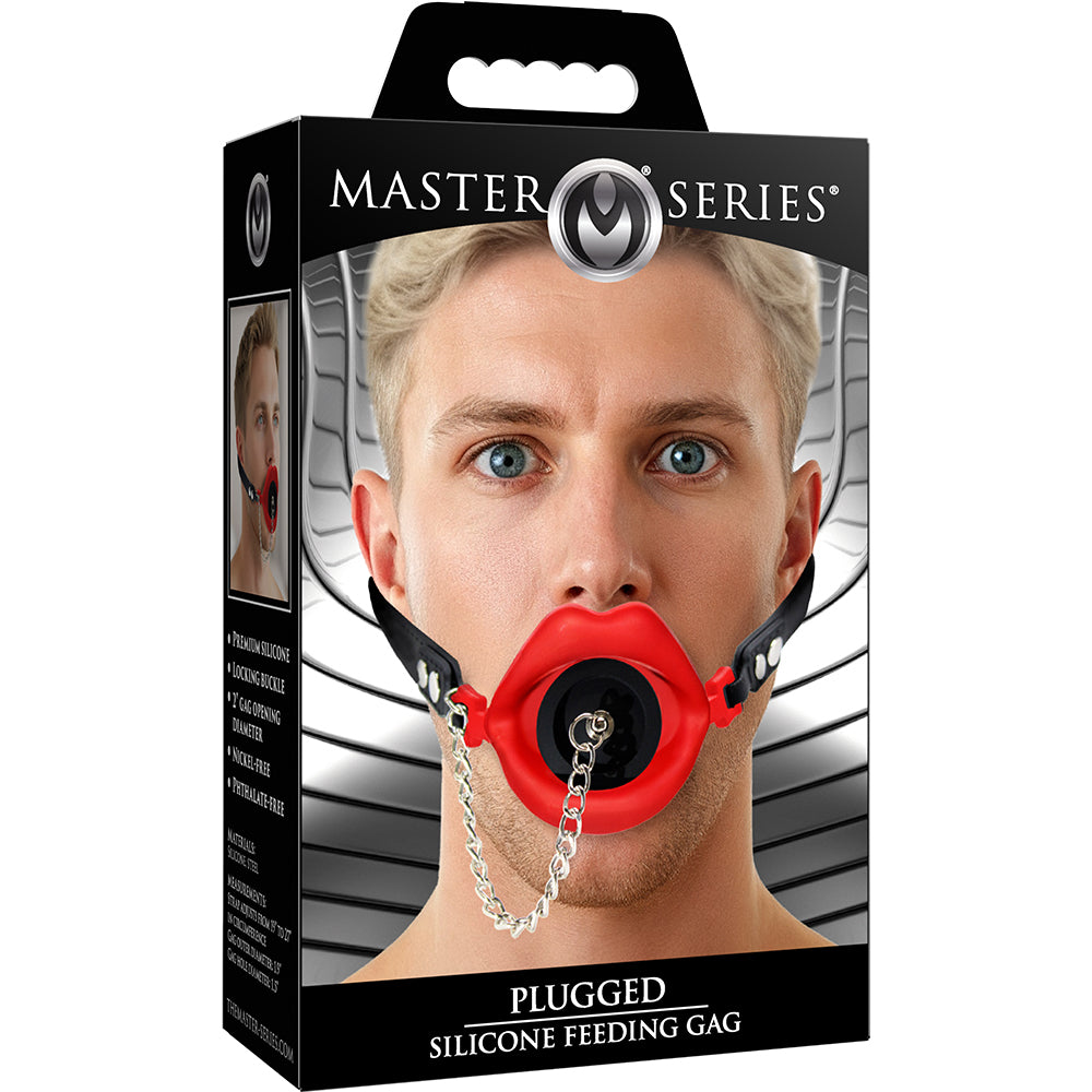 Master Series Plugged Silicone Feeding Gag Red