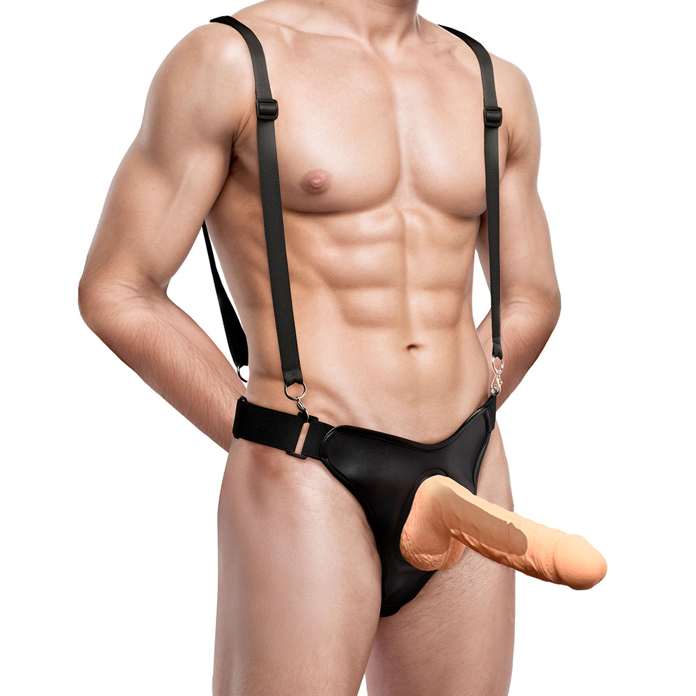 Master Series Magnum 9" Hollow Silicone Dildo W/ Harness