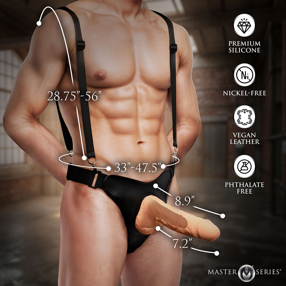 Master Series Magnum 9" Hollow Silicone Dildo W/ Harness